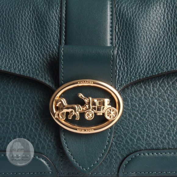 Coach Bag Georgie Shoulder Crossbody Messenger Bag Peacock Leather Style #5493 - Picture 5 of 13